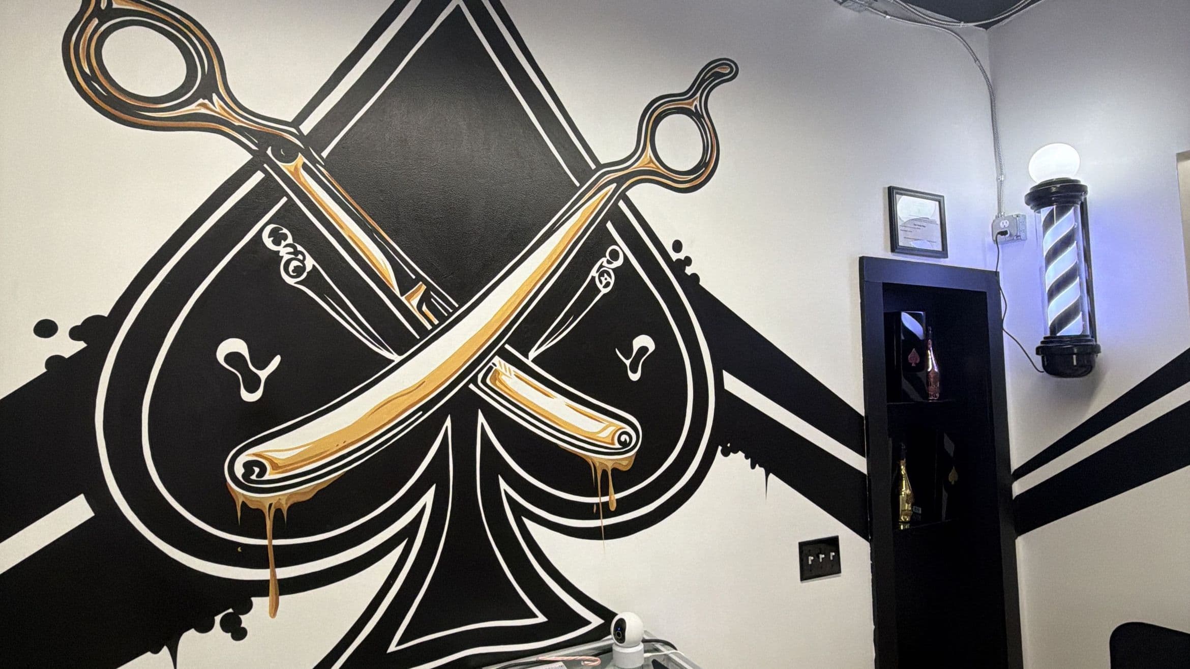 Front desk at Aces Barbershop in North Providence, Rhode Island