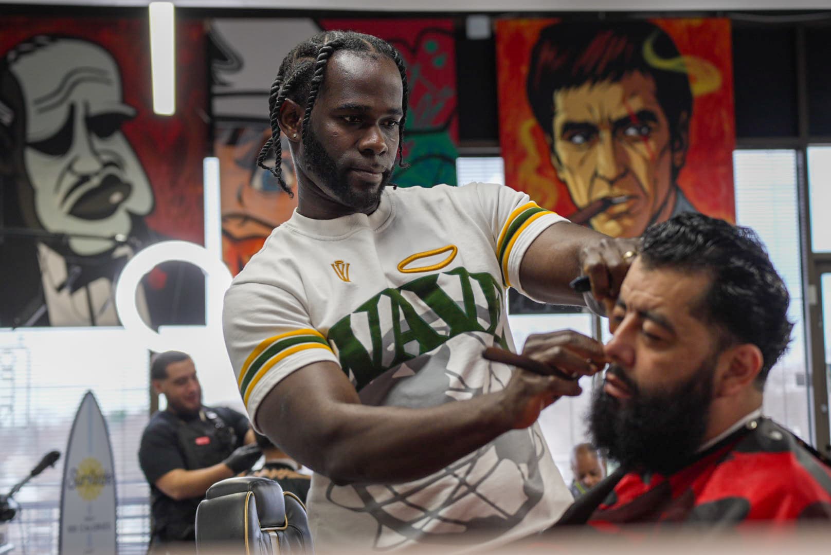 Mermelada, barber at Aces Barbershop in North Providence, RI