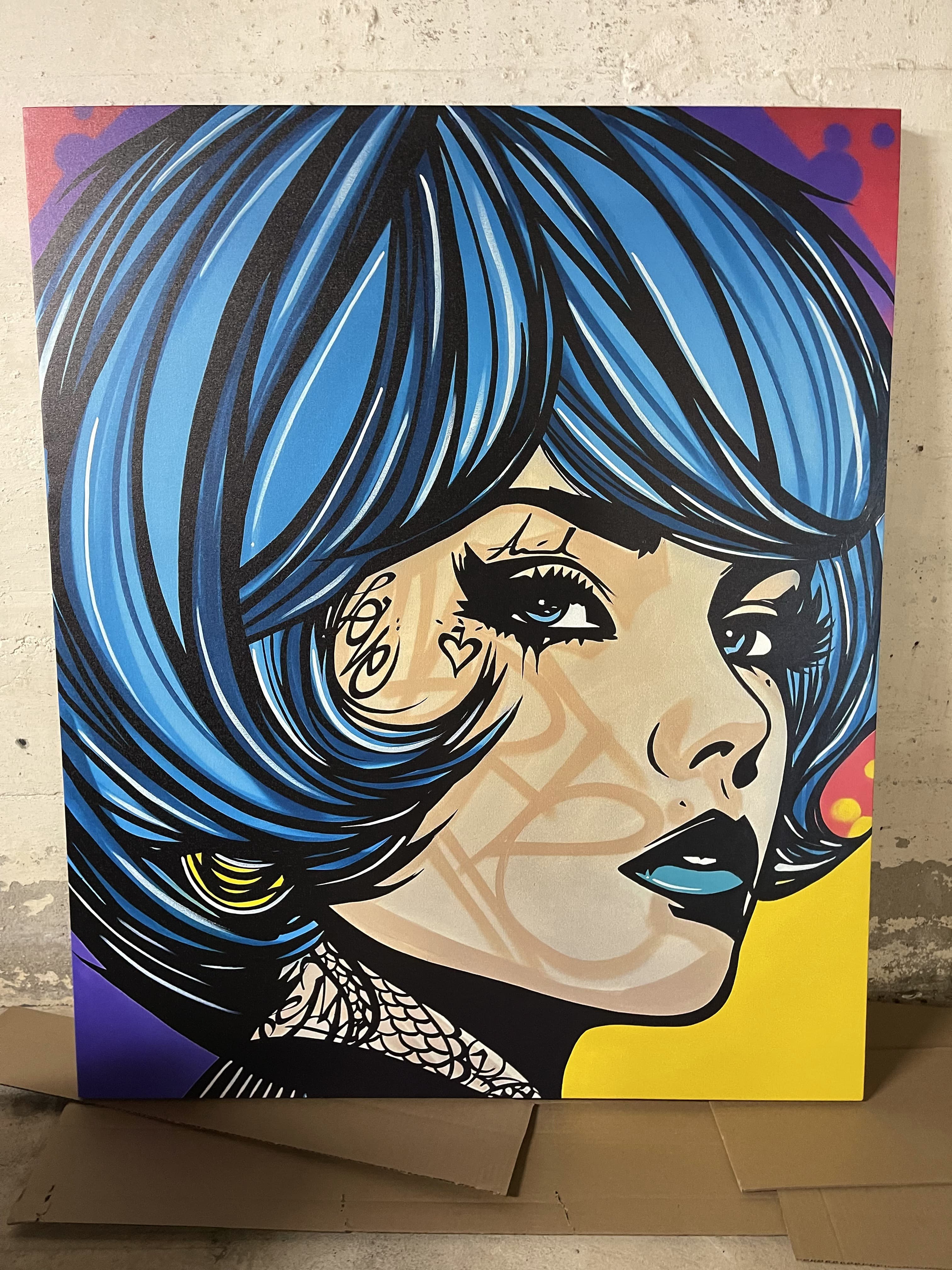 Blue Hair Woman Portrait