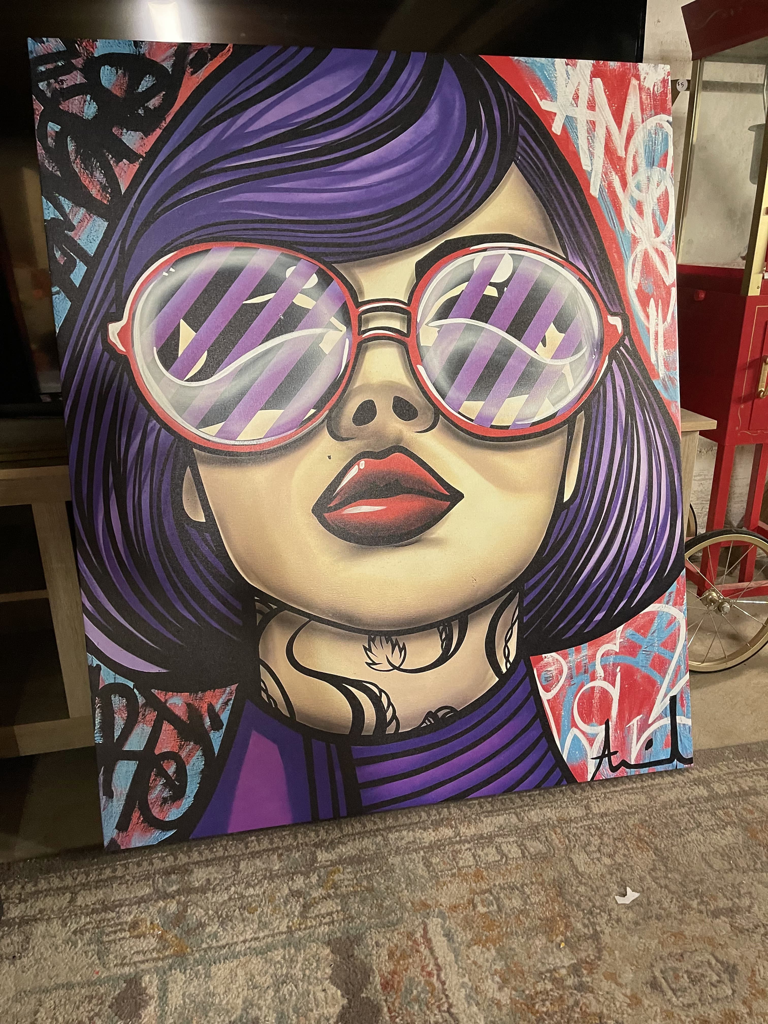 Purple Hair Woman Sunglasses