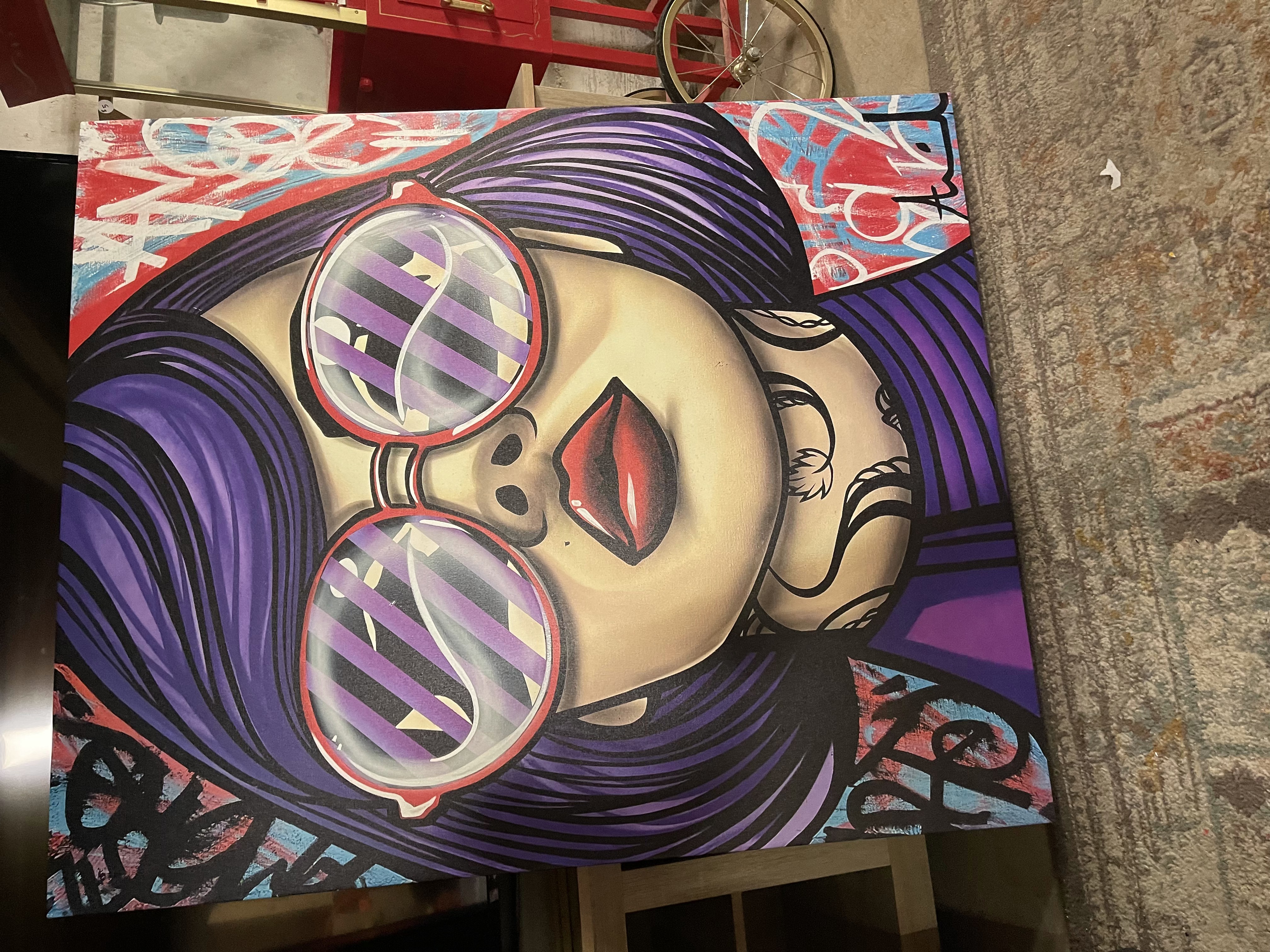 Purple Hair Woman Sunglasses